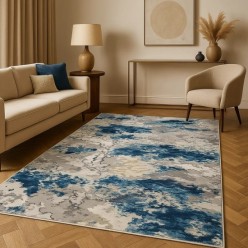 Padişah Halı Tuna Desen Mavi Renk Kesme Kaymaz Taban Halı Yolluk 100L