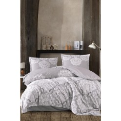 Clasy Ranforce %100 Pamuk Nevresim Takımı Çift Kişilik Tabula V1 Gri