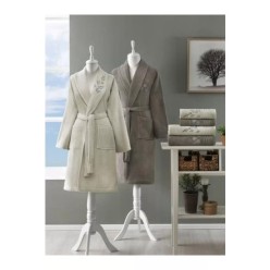 Özdilek Colourist Aile Bornoz Seti Bej-Kahve