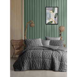 Elart Soft Comfort Set Modern Uyku Seti Çift Kişilik Antrasit 3 Parça