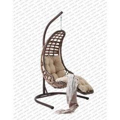 Capri Swing Bodrum Tekli Rattan Bahçe Salıncağı | Balkon Salıncağı Kahve