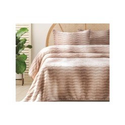 Merinos Dream Home Çift Kişilik Yumuşak Polar Battaniye Set Bej