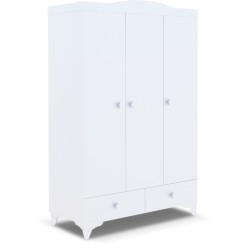 Babyhope 953-58 Nevada 3 Kapılı Gardırop Bebek Dolabı Mat Beyaz