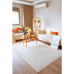 Cotton Halı Pita PT01 Cream Pelüş Dokulu İskandinav Salon Makine Halısı 100x200