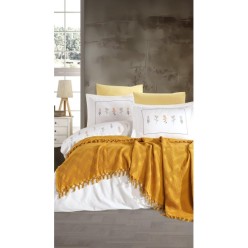 Elart Daisy Nevresimli Pike Takımı 7 Parça Sarı