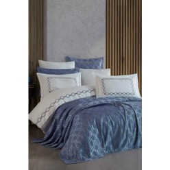 Elart Andrea Nevresimli Yatak Örtüsü Seti 9 Parça Gümüş