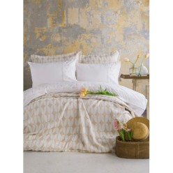 Apricitas Home Çift Kişilik Timeless Set Nakışlı Abeille Beige - Yatak Örtüsü