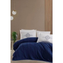 Elart Çift Kişilik Örgü Battaniye Seti 6 Parça Victoria Lacivert