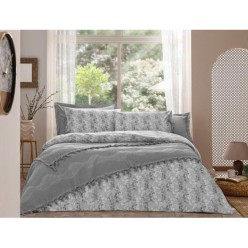 Özdilek Leaves Çift Kişilik Pikeli Nevresim Takımı Gri