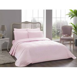 Taç Greta Pembe Tek Kişilik Jakar Pike Takımı