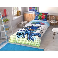 Taç Lisanslı Pija Maskeliler Çek Canlandır Tek Kişilik Pamuk Nevresim Takımı