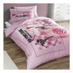 Taç Ranforce Time Pembe Tek Kişilik Nevresim Takımı