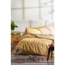 Özdilek Fitted Lastikli Ranforce %100 Pamuk Tek Kişilik Nevresim Takımı Trioline Hardal