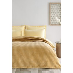 Puffy Trinity Çift Kişilik Wellsoft Battaniye - Hardal