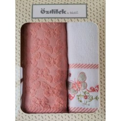 Özdilek Irıs Border Yavruağzı 2'li Kutulu Havlu