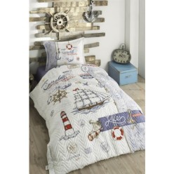 Clasy Ranforce %100 Pamuk Tek Kişilik Dört Mevsim Set Sailife V1 Mavi