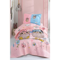 Clasy Ranforce %100 Pamuk Tek Kişilik Yatak Örtüsü Seti Puhu V1 Pembe