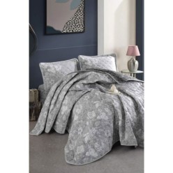 Clasy Ranforce %100 Pamuk Yatak Örtüsü Çift Kişilik Destin V1 Gri