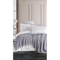 Elart Daisy Nevresimli Pike Takımı 7 Parça Gri