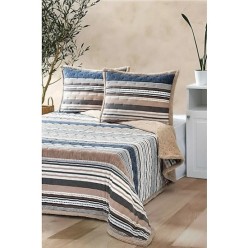 Merinos Battaniye Çift Kişilik Yatak Örtüsü Seti Allday Mosaic Denim