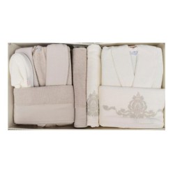 Özdilek Valioso Bej-Krem/Gold Aile Bornoz Seti