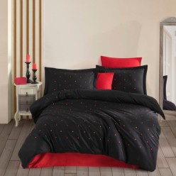 Hobby Premium Lubow Siyah - Poplin Çift Kişilik Nakışlı Nevresim Takımı