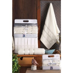 Hobby Colorful - Pamuklu Hamam Seti Ekru