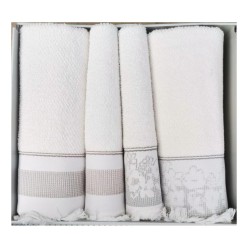 Özdilek Romantic Touch Bej-Yeşil Best Set Hamam Takımı