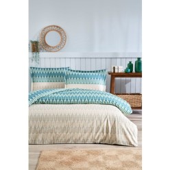 Özdilek Flame Stitch Mavi Pamuk Çift Kişilik Nevresim Takımı