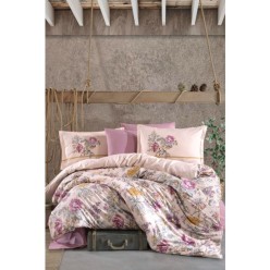 Clasy Ranforce %100 Pamuk Nevresim Takımı Çift Kişilik Mirante V1 Pembe