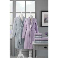 Özdilek Dory Lila Gri Aile Bornoz Takımı