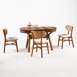 Cool Oval Kartal Kapitone Masa Takımı Ceviz