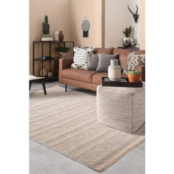 Cotton Halı Marie MR01 Beige Makrome Dokumalı Makine Halısı 160x230