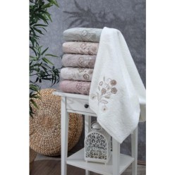Pupilla 6'lı Penye Nakışlı El-Yüz Havlu Seti – 50x90 Elnur 