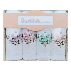 Özdilek Pansy Beyaz 4'lü Kutulu Havlu Nakışlı 