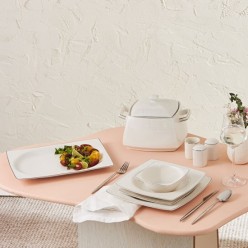 Karaca Square Bone Mandy Cream 60 Parça 12 Kişilik Yemek Takımı