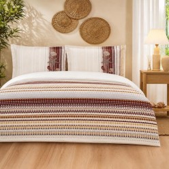 Özdilek Çift Kişilik Ranforce Nevresim Takımı Reef Stripe Bordo