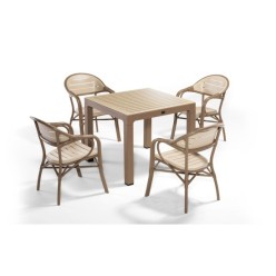 Novussi Bamboo Set Cappuccino / Col Kahve 4'lü Oturma Grubu