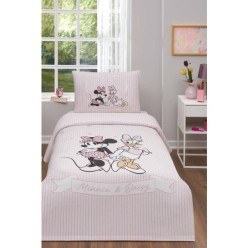 Özdilek Minnie And Daisy Tek Kişilik Disney Lisanslı Lastikli Çarşaflı Çocuk Pike Takımı