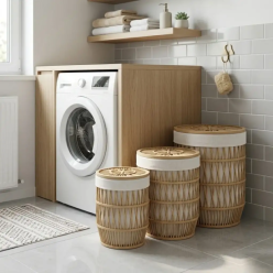 PANALI PNL-BC1004 M Bambu Yuvarlak Çamaşır Sepeti Medium