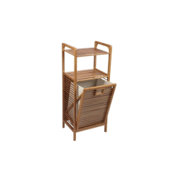 Panalı Bambu Çamaşır Sepeti Raflı PNLB9037
