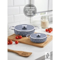 FMS Stone Duo 2'li Basık Tencere Seti 18 cm - 22 cm