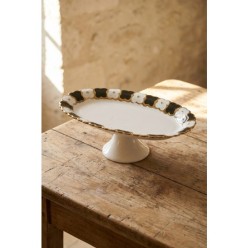 Acar Cleef Ayaklı Oval Sunum Tabağı Siyah 36 cm