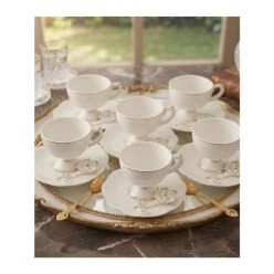 Acar Felicity 08203/8 12 Parça 6 Kişilik Porselen Kahve Fincan Takımı Mor 90 ml