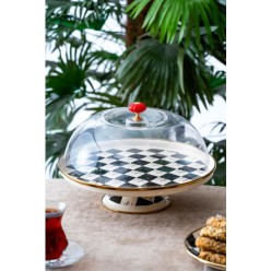 Acar Qualita King XAP-21-0521/4 Emaye Kek Fanus ve Standı 22x32 cm