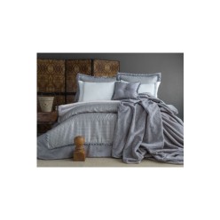 Apricitas Home Safran Gri Çeyiz Seti Battaniyeli %100 Pamuk Nevresim 10 Parça