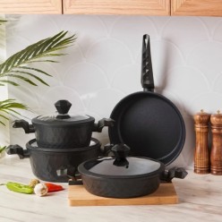 Karaca BioDiamond Antibakteriyel Kulp 7 Parça Tencere Seti