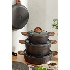 Emsan Yeni Diamante 7 Parça Granit Tencere Seti Siyah