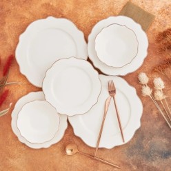 Karaca Almond Rose Line 24 Parça 6 Kişilik Porselen Yemek Takımı