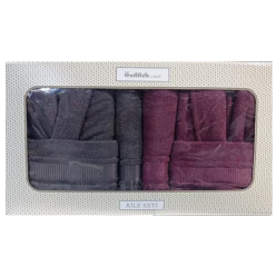 Özdilek Aile Bornoz Seti Colourist Antrasit - K.pembe